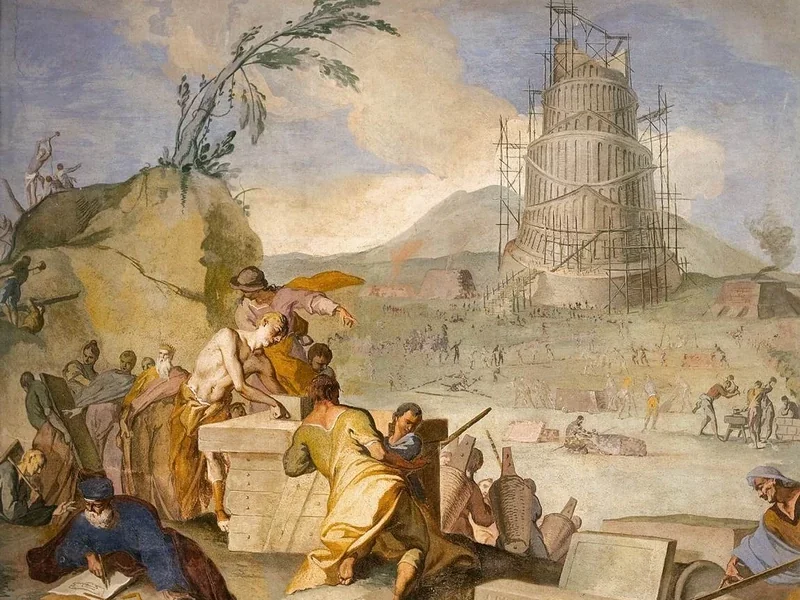 1696-Mattia Bortoloni - Costruzione della torre di Babele - Villa Corner di Piombino Dese